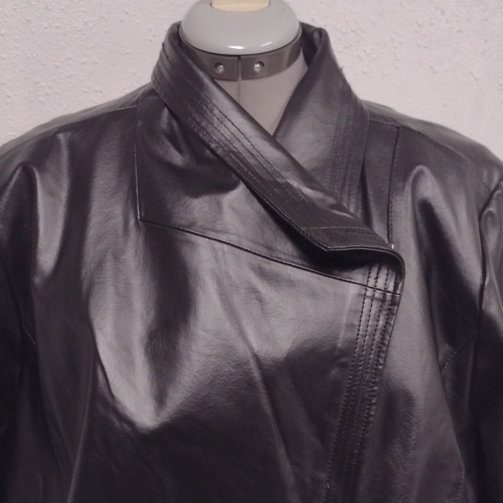 New Without Label Jessica London Black Leather Asymmetric Jacket - Picture 3 of 16